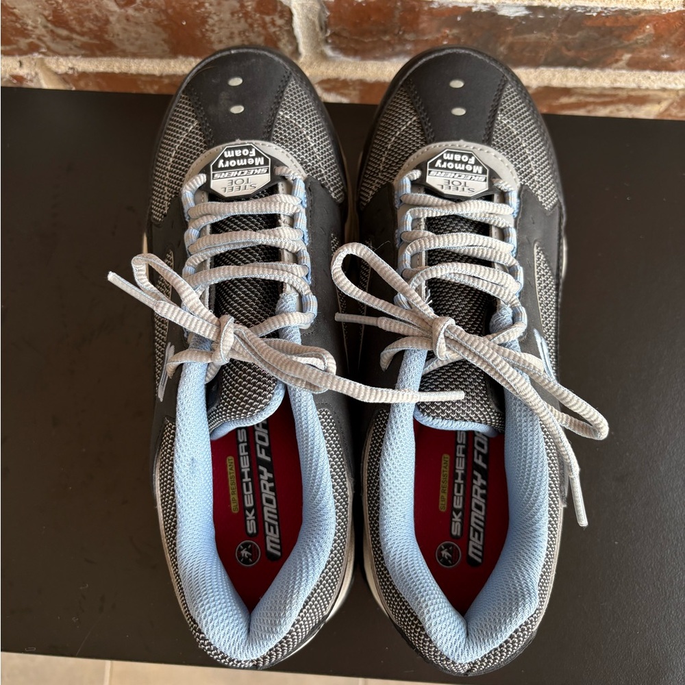 Sketchers Work: Biscoe Steel Toe Safety Shoes Size 9 Blue Black Memory Foam - Picture 9 of 14